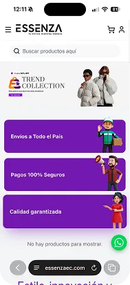 Tienda en línea de Essenza en móvil